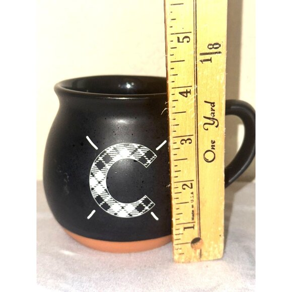Personalized "C" Monogram Black & Terracotta Stoneware Mug - Picture 4 of 5